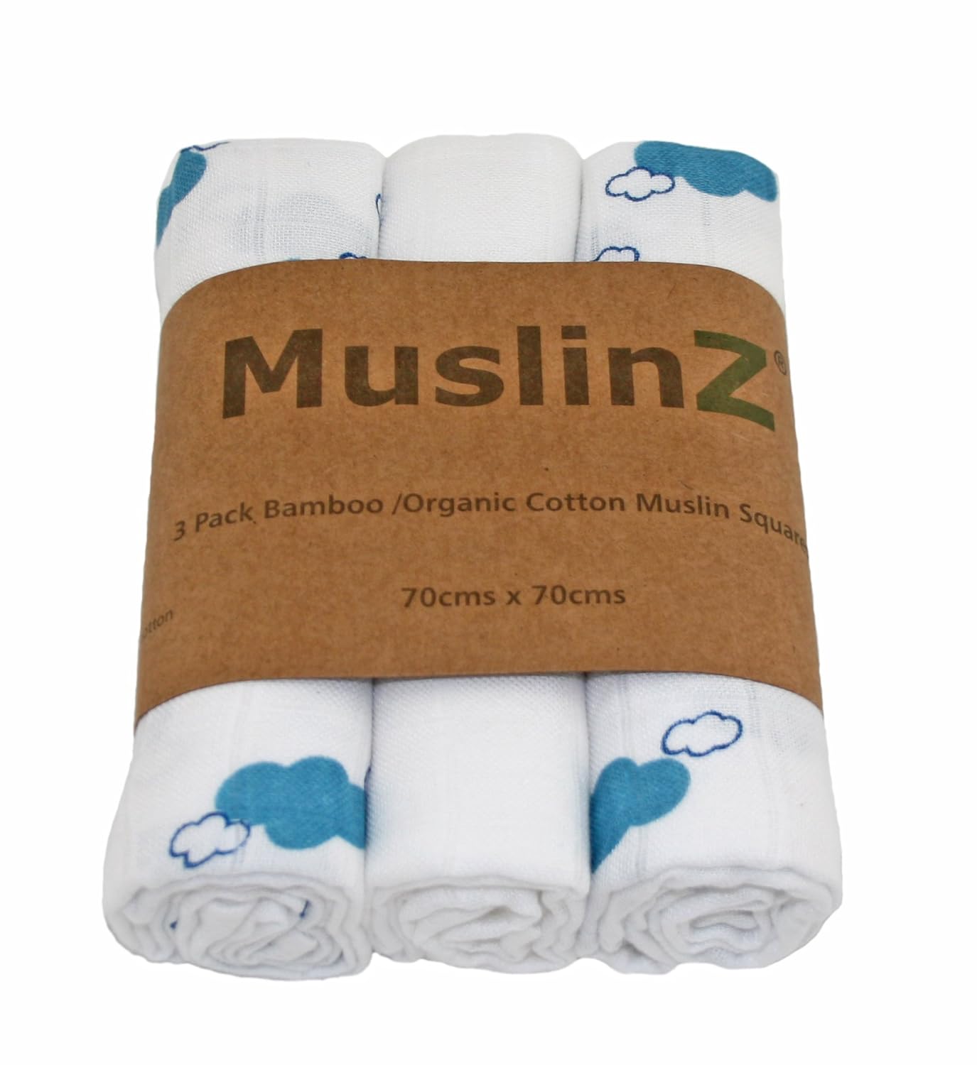 MuslinZ Luxury Muslin Squares/Wraps, 70 x 70cm (Blue