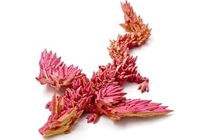 DXLDFKS 3D Printed Articulated Winged Dragon for Home Office Decor - Executive Desk Toy, Red Gold