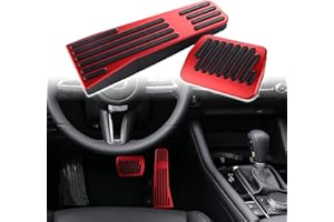 ANFOKAS Compatible with Mazda 3 CX-30 MX-30 CX-50 CX-90 Accessories Sporty Anti-Slip Car Interior Foot Pedal Covers Rest Brake Gas Accelerator Pedal Pads -Red