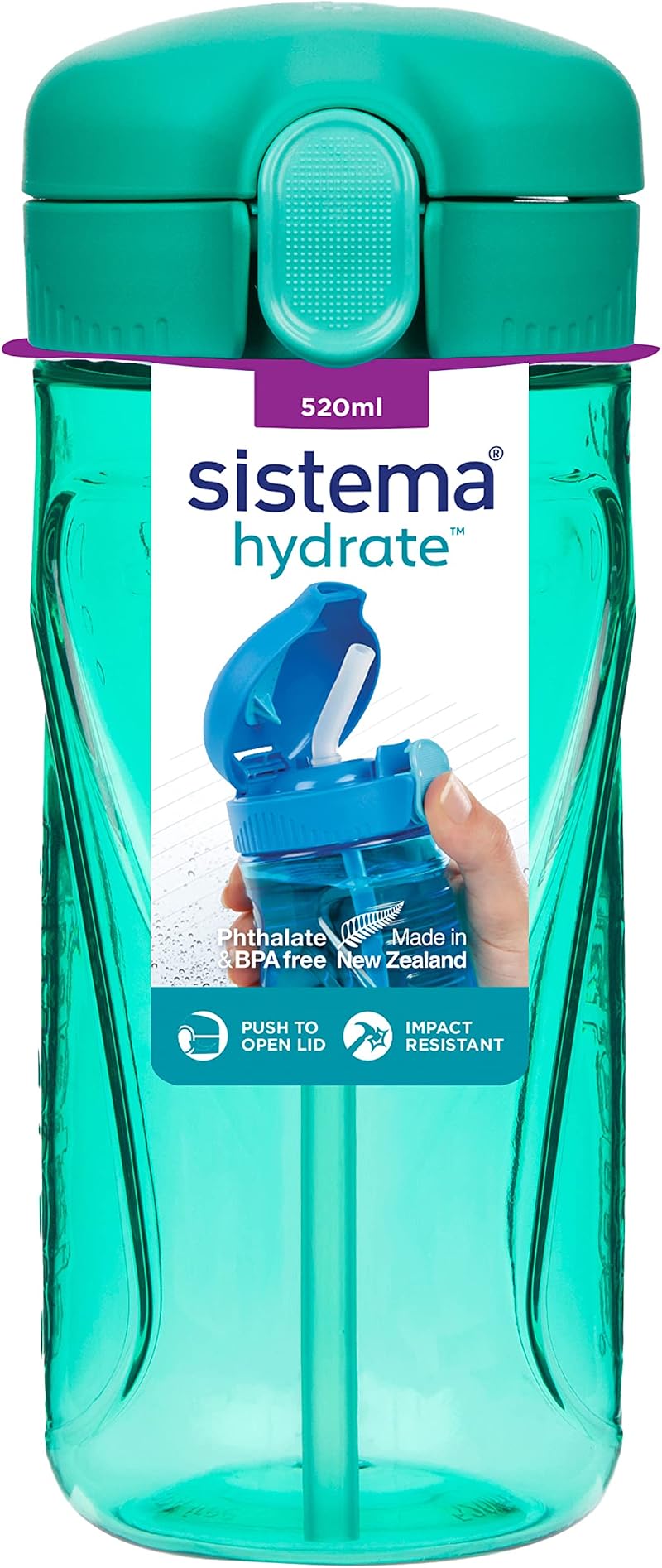 Sistema Hydrate Quick Flip Water Bottle 520 ml with Straw Kids Colours