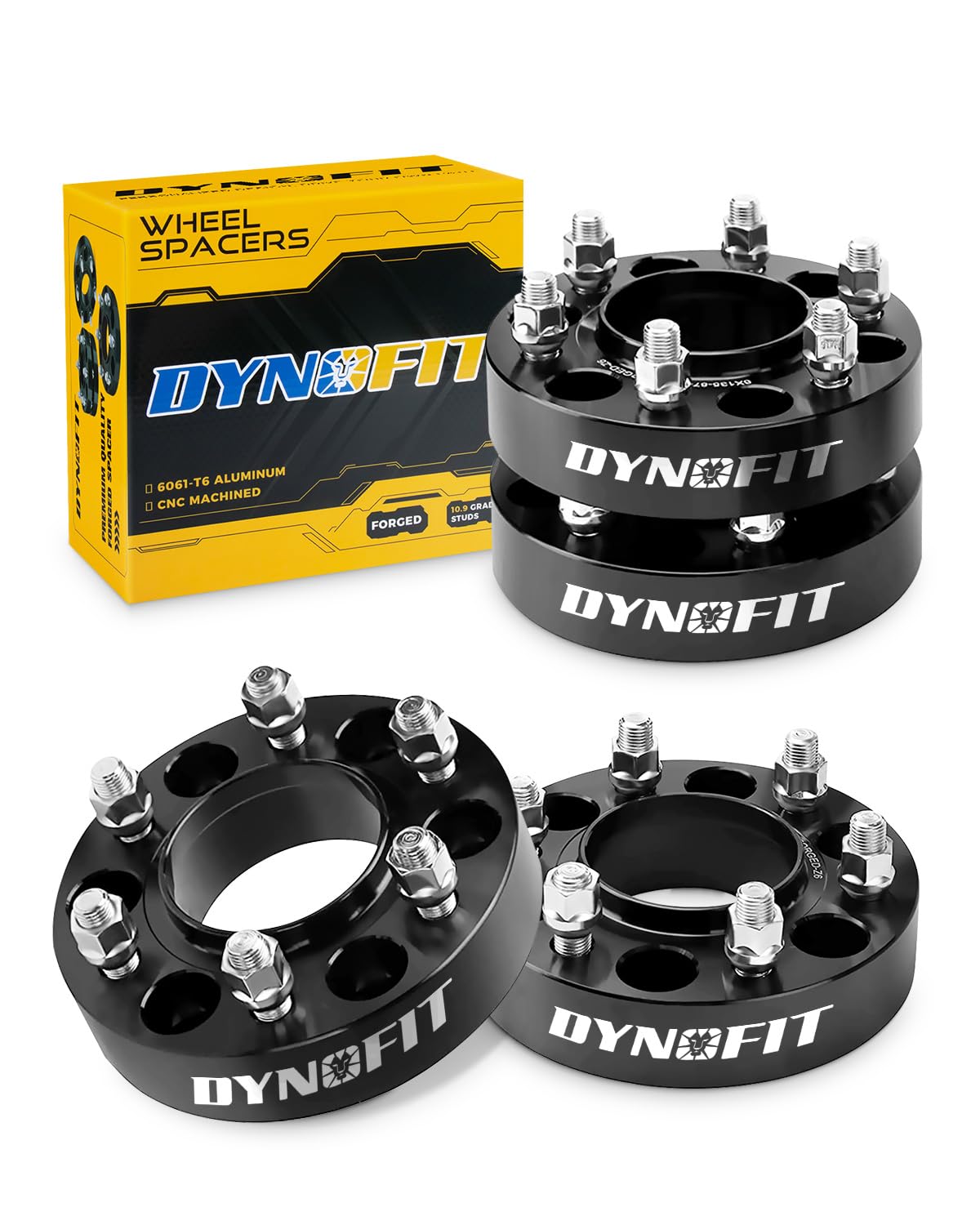 Photo 1 of Dynofit 1.5in 6x135 Hub-Centric Wheel Spacers for F150, 87.1mm Hub Bore, M14x2.0 Thread, Forged 6-Lug Wheel Adapters for 2015+ F-150, Expedition & Navigator, Set of 4 Pcs Spacers