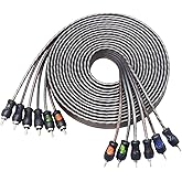 RECOIL RCI617 99.99% Oxygen Free Copper 17ft 6-Channel RCA Audio Cable, Twisted Pair with Noise Reduction
