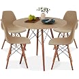 Best Choice Products 5-Piece Dining Set - Mid-Century Modern Round Table & 4 Chairs For Small Spaces