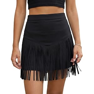 MBZJSDKHLK Women Suede Fringe Mini Skirt Western Cowgirl Skirts Country Concert Outfit