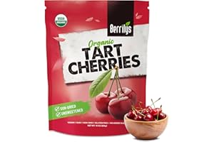 Berrilys Organic Dried Tart Cherries – Sun-Dried - Natural Flavor - Pitted Cherries for Healthy Snacking - Packed with Nutrients - Ideal for Smoothies, Baked Goods, or Treats - Resealable Bag - 10 Oz