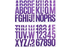 CMBBZZY 3 Inch Letter Stickers, 138 Pieces Self Adhesive Alphabet Number Sticker for Mailbox, House Number and Water Bottle, Waterproof Sticky Vinyl Symbol Stickers for DIY(12 Sheet Purple)