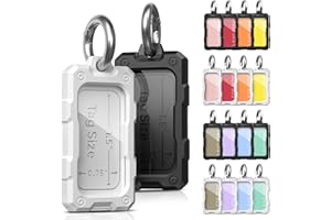 Leaf Pond 16 Pack Solid Plastic Key Tags with Keychain Rings, Color ID Name Label in Clear Windows.