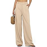 AVICHIC Women's Linen Pants Wide Leg Dressy Casual Beach Linen Pants Summer with Pockets 29" 31"
