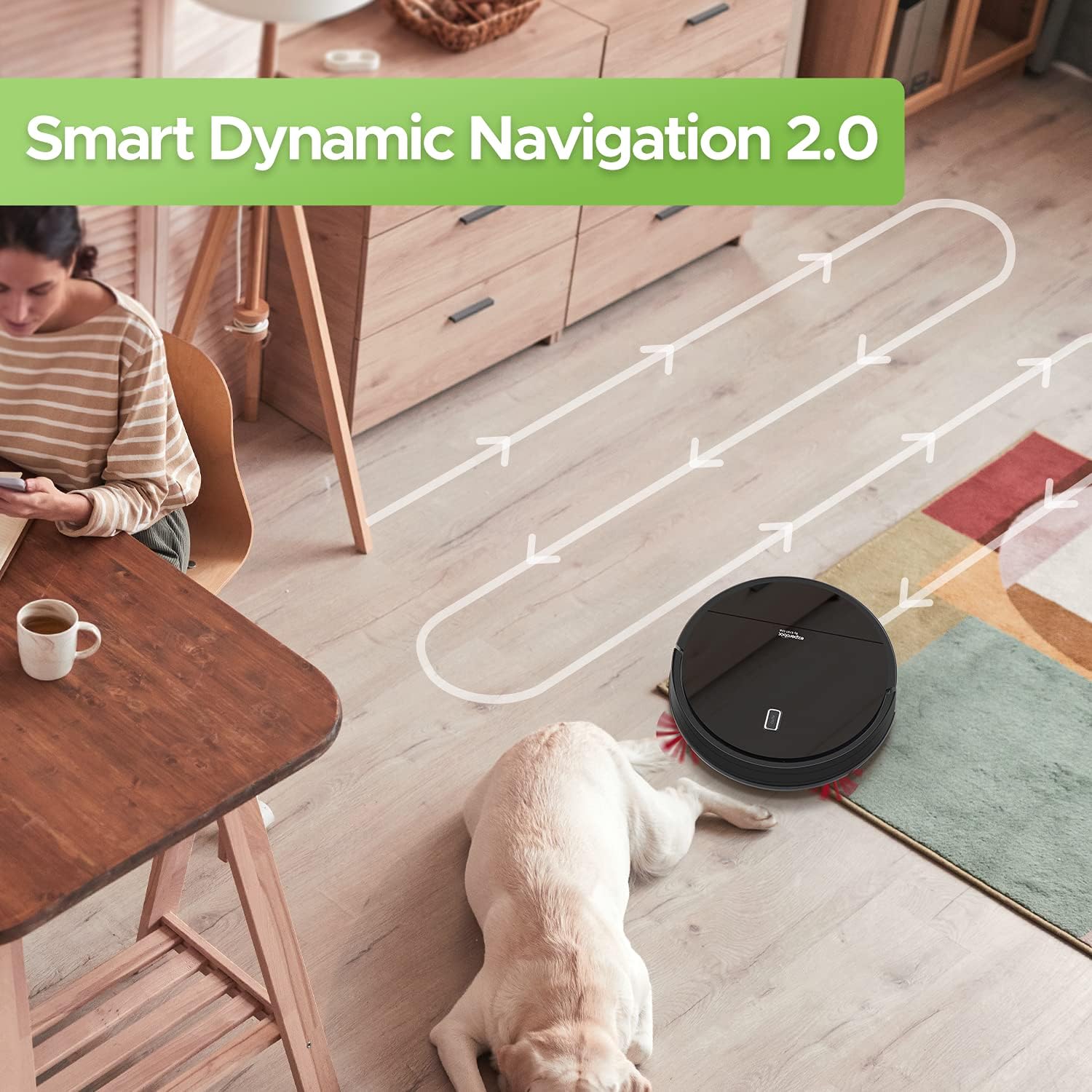 Enther Experobot Robot Vacuum Cleaner, Robotic Vacuum Cleaner with Gyro Lidar Navigation, 1300Pa Strong Suction, 6 Clean Modes, Self-Charging for Pet Hair Hard Floors, Carpet, Black -