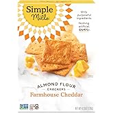 Simple Mills Almond Flour Crackers, Farmhouse Cheddar, 1pk, 4.25oz | Charcuterie And Cheese Board Ready, Clean Ingredients, Gluten Free, Grain Free, Corn Free, Vegan, Plant Based, Non-GMO