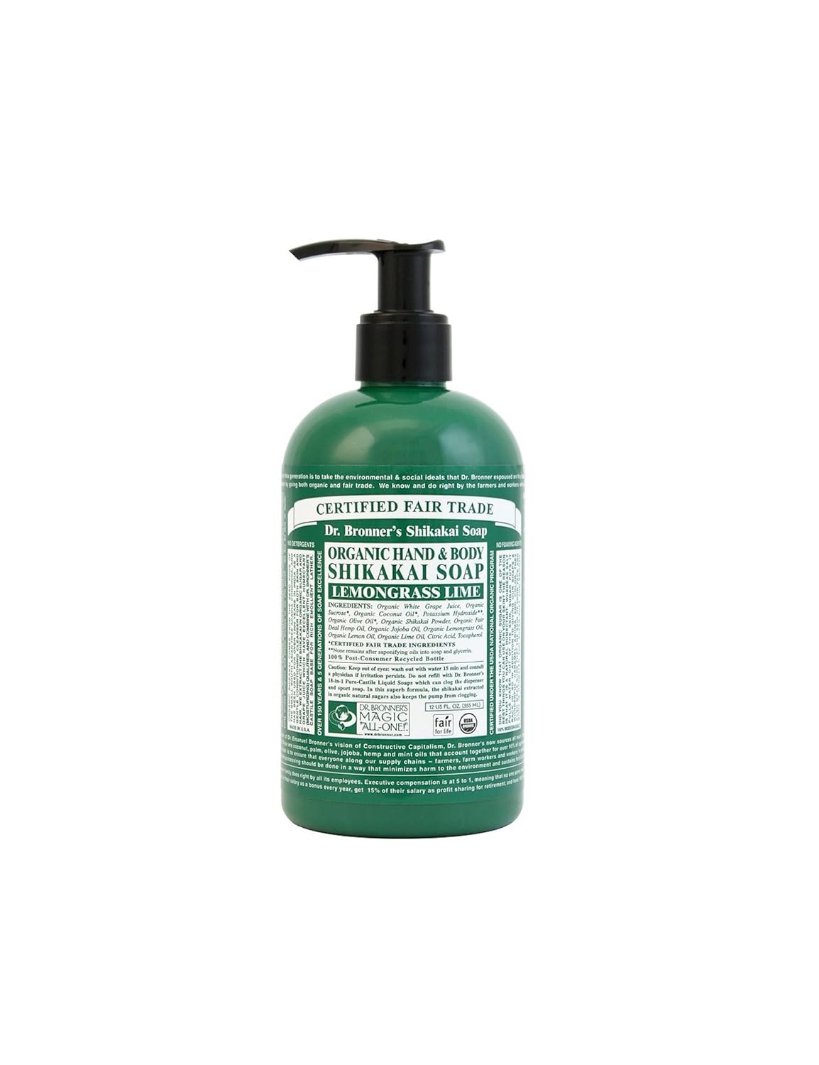 Dr. Bronner's Sugar Soap, Lemongrass/Lime 355 ml Beauty