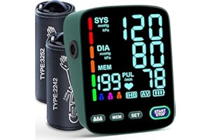 FIYES Blood Pressure Monitor,2 Cuff Sizes Automatic Upper Arm Blood Pressure Machine,9-17'' & 13-21'' Extra Large Blood Pressure Cuff Large LED Backlit Screen-3 User Mode/USB Cable and 4 AAA Batteries