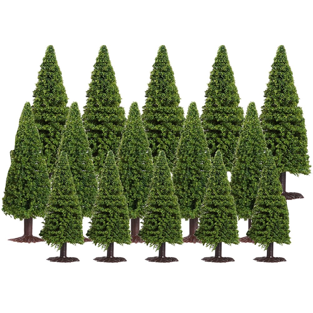 BESPORTBLE Model Trees - 15 Pcs Model Railway Trees Pine Tree Modle DIY Scenery Landscape Scenery Tree Architecture Trees