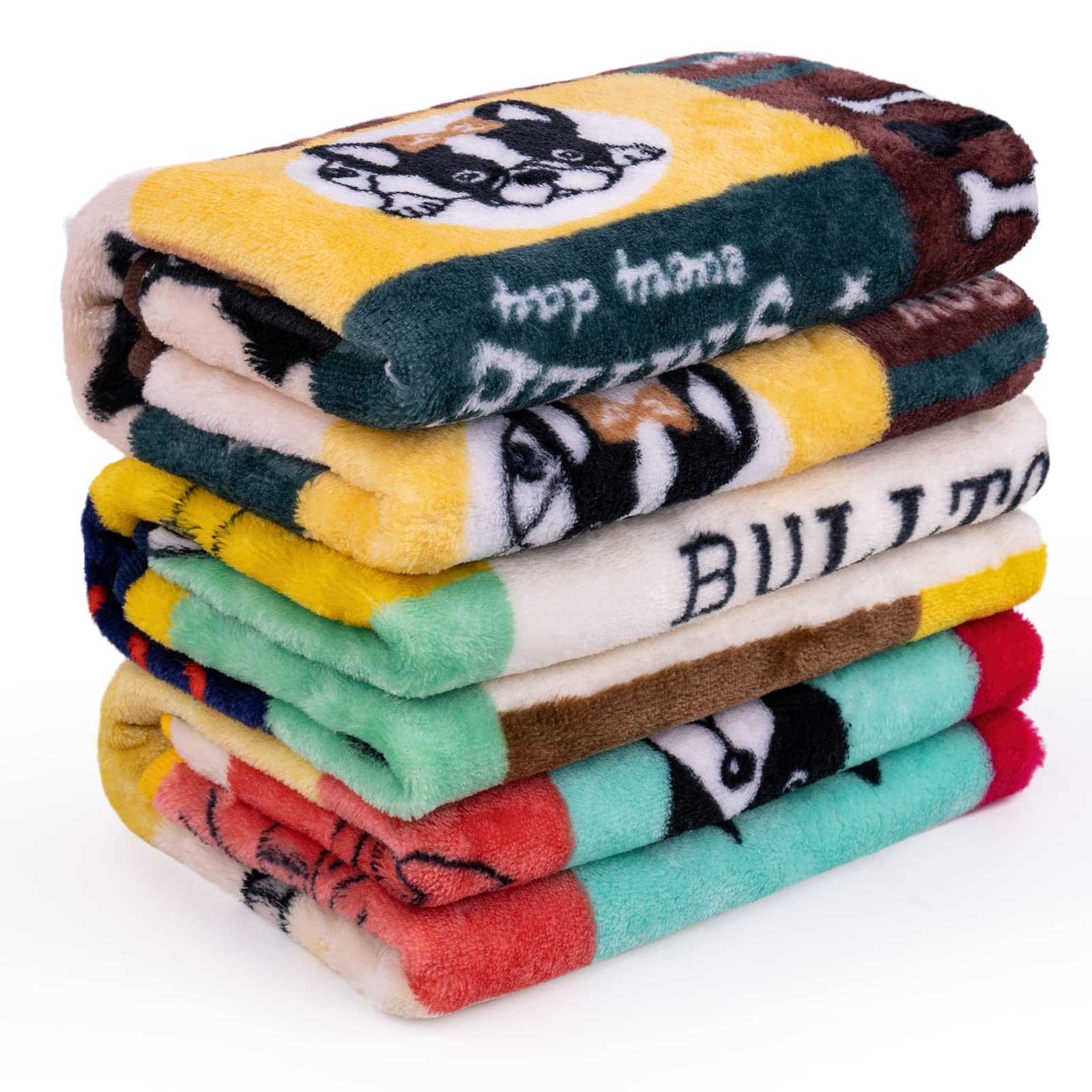 Flying Paws Dog Blankets,3 PCS Soft Pet Blanket Washable Puppy Flannel Blankets,French Bulldog Pattern Dogs & Cats Blankets,M 60×80 cm Fluffy Blanket