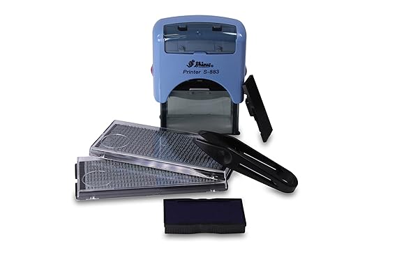 Textstempel zum Selbst setzen, Shiny S-883, Stempelset inkl. 584 Zeichen für bis zu 4 Zeilen Text – Bürostempel, Adressstempe