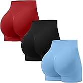 OVESPORT 3 Pack Seamless Women Workout Shorts Scrunch Butt Lifting Gym Booty Biker Shorts