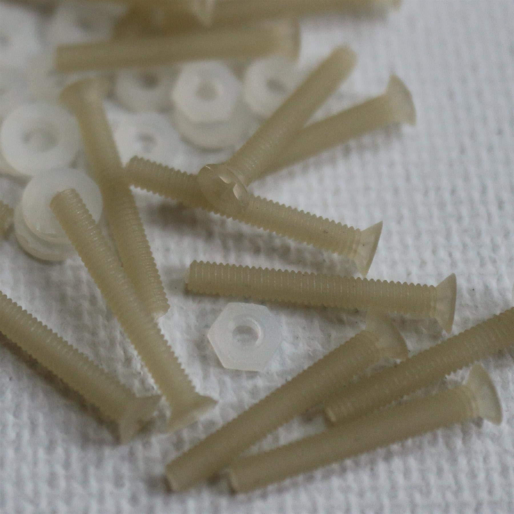 50 x Glass Filled Reinforced Super Nylon Countersunk Machine Screws, M3 x 25mm, Plastic Nuts and Bolts, Washers,