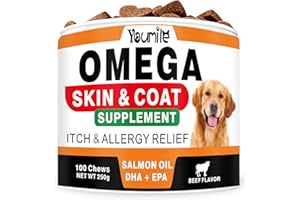 Omega 3 for Dogs - Skin and Coat Supplement - Fish Oil for Dogs Chews - Allergy and Itch Relief - Anti Shedding Supplement - 