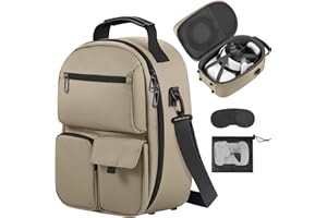 FOREGOER Carrying Case for Meta Quest 3/Oculus Quest 2, Hard Travel Storage Case Compatible with Meta Oculus Quest 2 Headset, Quest Pro and Accessories, VR All-in-One Gaming Headset (khaki)