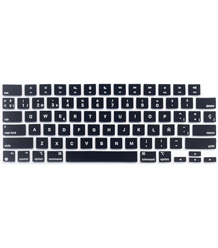 PATIKIL Spanish Keyboard Stickers - 2 Pack Black Background White Letters PVC Labels