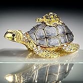 Bejeweled Turtle Jewelry Box (3"x2.2") - Zinc Alloy Trinket Box w/Magnetic Closure | Wedding Ring Organizer, Christmas Gift for Women (Mother/Daughter)