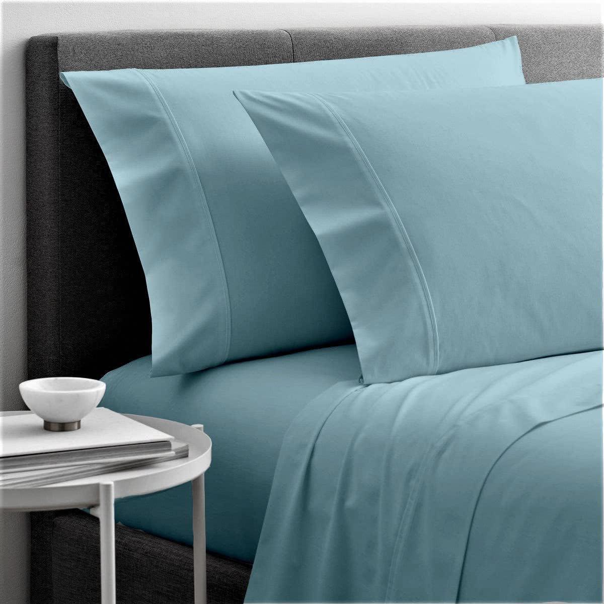 Photo 1 of Cottingon 4 Piece RV King Sheets, 100% Extra Long Staple Premium Egyptian Cotton, Soft Camper King Bed Sheet Set, Fits Upto 15" Deep RV Bunk Mattress 72"X80", Light Blue