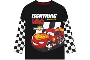 Disney Pixar Cars Lightning McQueen Shirt, Boys Long Sleeve Shirt, Cotton Kids Clothing