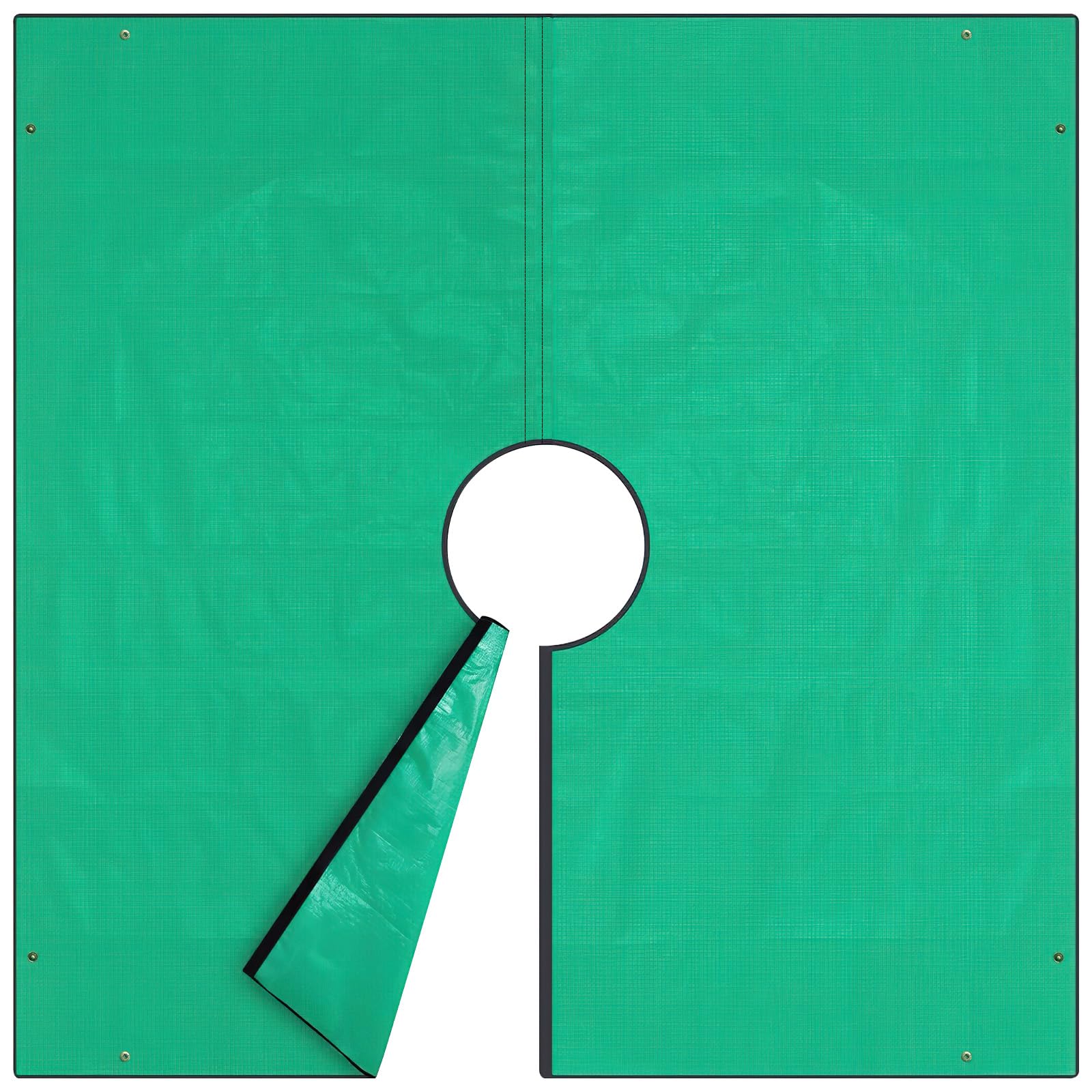 Landscape Tarp for Trimming, 6.56ft × 6.56ft Bush Trimming Tarp with 12-inch Hole, Garden Tree Pruning Waterproof, Four Corners with Metal Buckles to Fix to Stand Up