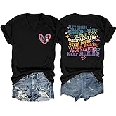 Let Them Misunderstand You V-Neck T-Shirt Mental Health Shirt for Women Inspirational Graphic Tees Motivational Gift