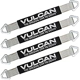 VULCAN Car Tie Down Axle Strap with Wear Pad - 2 Inch x 22 Inch - 4 Pack - Silver Series - 3,300 Pound Safe Working Load
