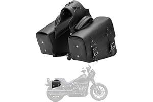 KEMIMOTO Motorcycle Saddlebags Leather Side Bags 12L Compatible with Sportster 883 1200 Softail Low Rider S Cruiser Dyna V-star Shadow Vulcan Rebel