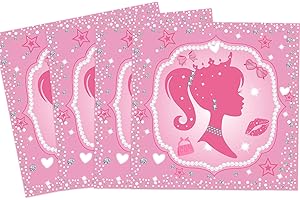 VETWO 60 Pcs Pink Girl Party Paper Napkins Pink Girl Party Decorations Pink Princess Disposable Paper Napkins for Girls Baby Shower 1st 2nd 3rd 4th Birthday Party Supplies Decorations