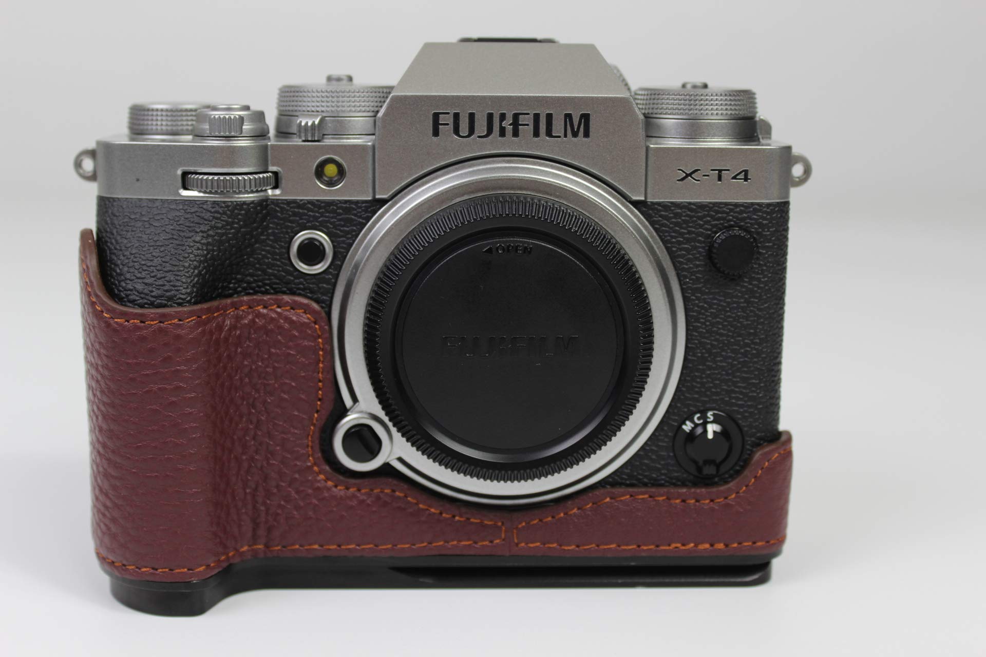X-T4 Camera Case, Zakao Genuine Real Leather Half Bottom Opening Version Holster Camera Case With Hand Strap Protective Cover Bag Case for Fujifilm Fuji X-T4 XT4 (Coffee)