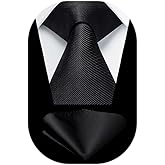 HISDERN Mens Ties Solid Color Ties for Men Formal Necktie with Pocket Square Set Satin Silk Neck Tie Handkerchiefs Set
