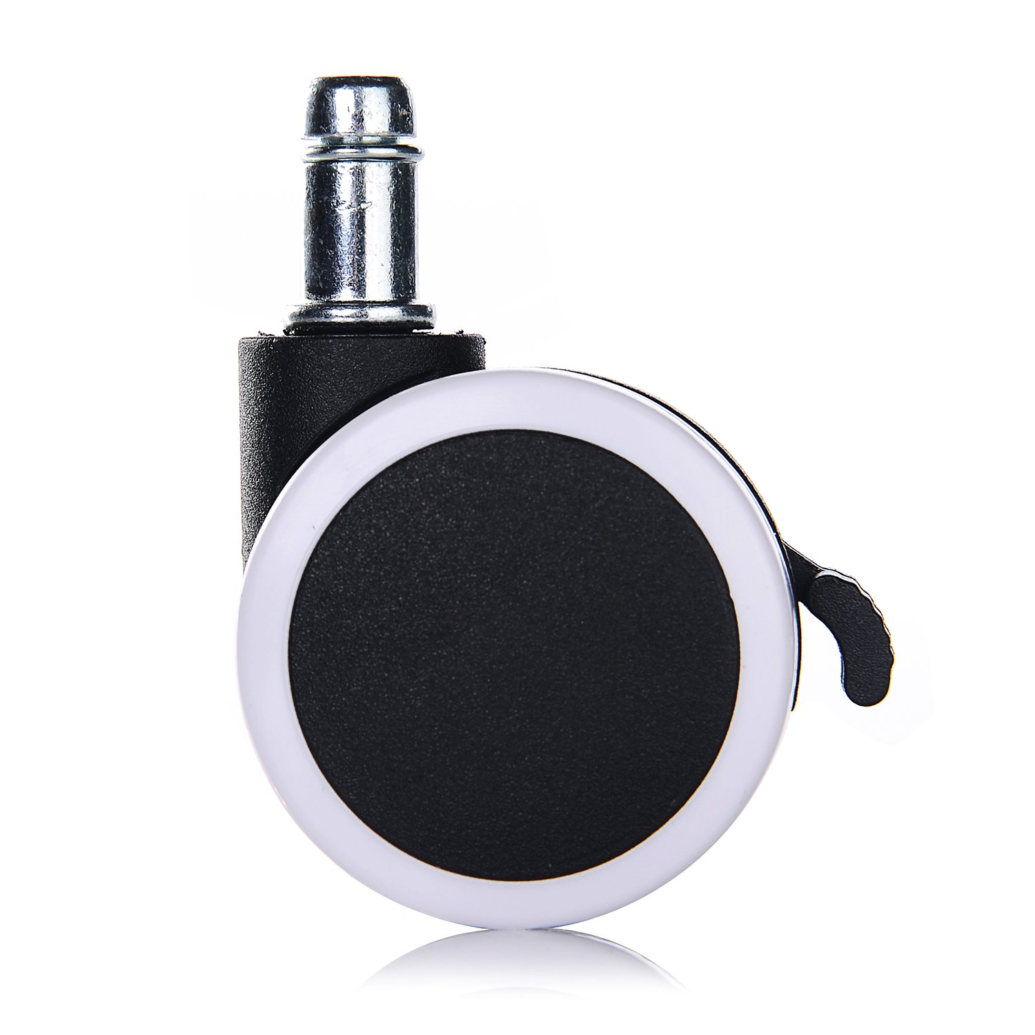 LIHAO 5 x Universal Abrasion Resistant Castors with Safety Brake for Hard Floors (White and Black, 11/50 mm)