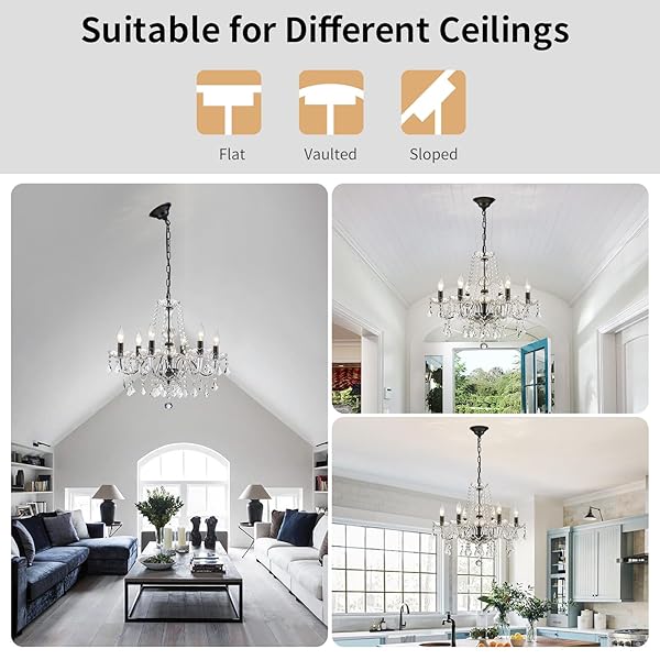 UIIMECES CRYSTAL CHANDELIER LIGHT FIXTURE, MODERN K9 CRYSTAL CHANDELIER FOR DINING ROOM, BLACK CEILING HANGING PENDANT LIGHT FIXTURE FOR LIVING ROOM, ENTRYWAY, BEDROOM, HALLWAY, KITCHEN ISLAND