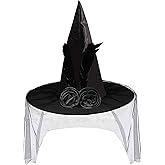 Seasons Stars SSDecor Women's Soft Lace Mesh Rose Flower and Feather Hat with Gift Box, Black Witch Costume Accessory for Halloween Party