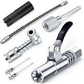 GATTLELIC Grease Gun Tips Accessory 7PCS Kit,Includes Grease Needle Dispenser, 2pcs Grease Needle Nozzles, 90 Degree Grease Coupler Adapter with Sleeves, Coupler, 12 Inch Hose, Zerk Fitting Cleaner