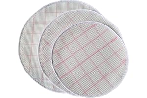 Yglnden 2 Pieces Blank Rug Round Cushions Hooking Mesh Latch Hook Canvas Mesh Rug Canvas Kit with 2 Pieces Wooden Bent Latch Hook Tool for DIY Latch Hook Rug Tapestry Canvas （38x38cm）