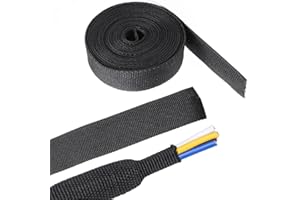 Jalzdieod Heat Shrink Braided Sleeving Fabric Tubing 2 in 1-Cover for Fit Irregular Shape Cables Wires Hose 1/2"(12mm)