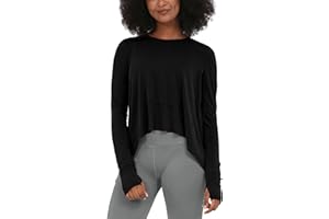 ODODOS Long Sleeve Tee for Women with Thumb Hole Athletic Gym Workout Crop Tops Yoga Shirts