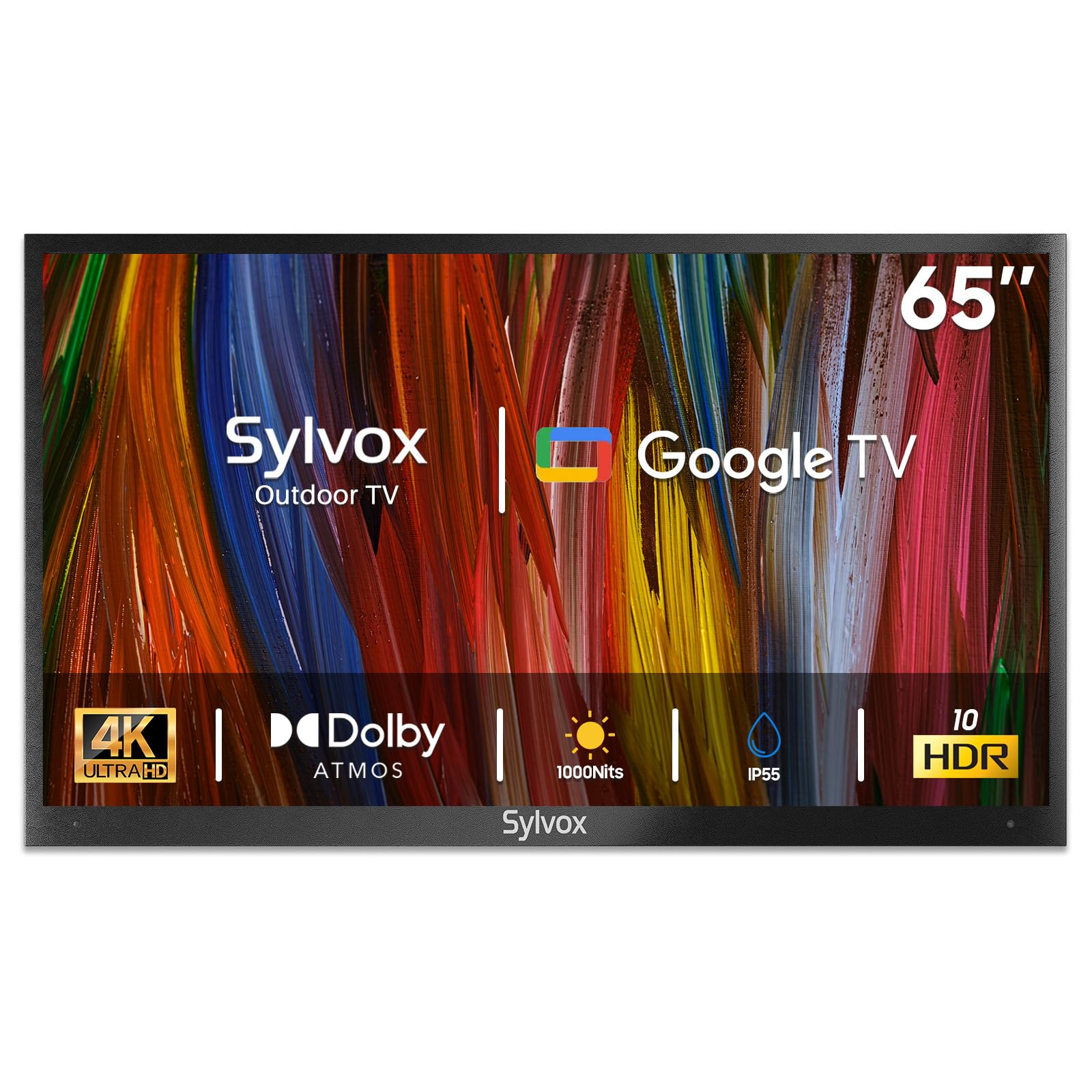 SYLVOX Outdoor TV, 65 inch Smart TV Waterproof Outdoor TVs, 4K Weatherproof Television for Outside,Support Google Assistant & Chromecast, 1000 nit Brightness Partial Sun (Deck Pro 2.0/2024)
