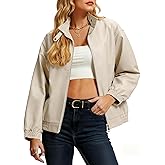 Casly Lamiit Women's Faux Leather Jacket Oversized Winter Stand Collar Double Zipper Casual Motorcycle Bomber Coat Outwear