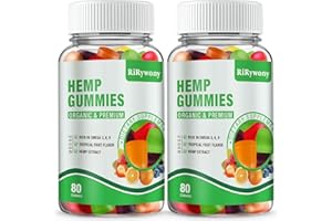 RIRYWONY HEALTH Hemp Gummies (2 Packs), High Potency Edible Gummies Extra Strength Sleep, Pain, Anxiety Organic Hemp Oil Extract Vegan Bear Gummy - 160 Counts Candy