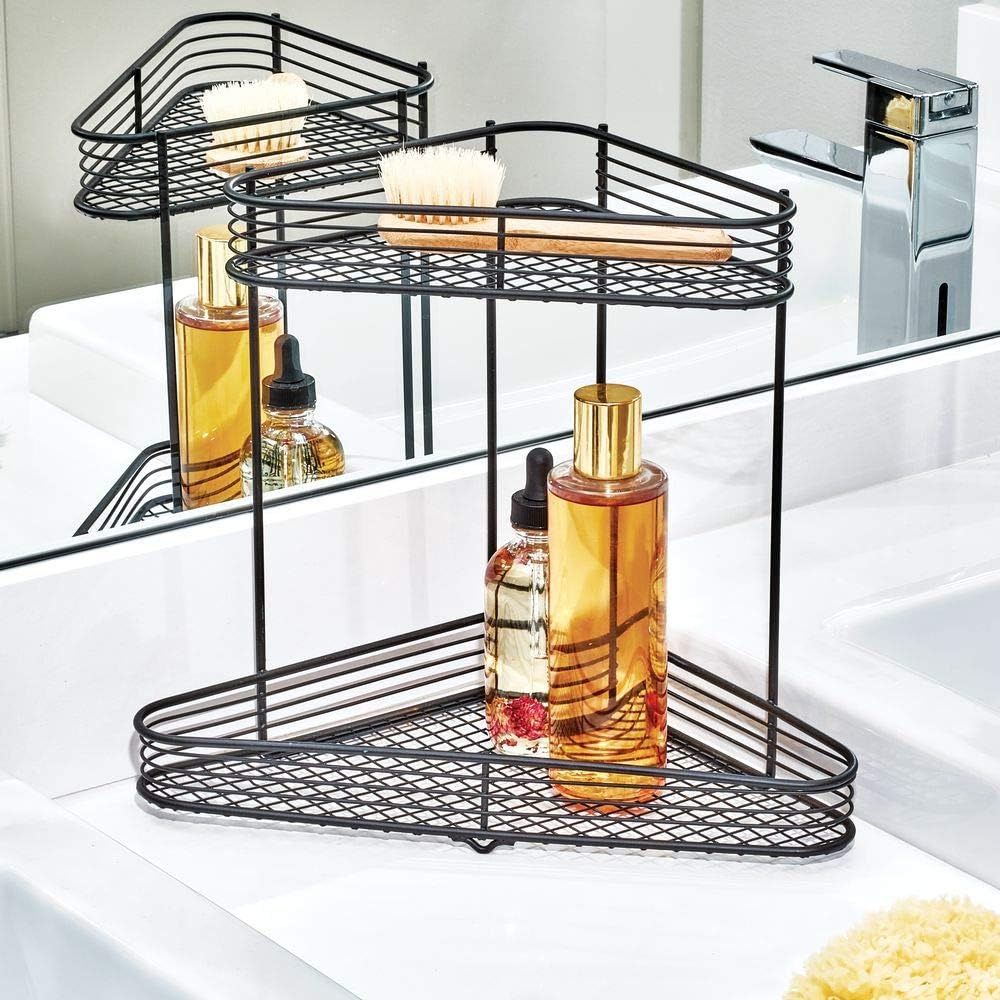iDesign Vienna Metal Wire Standing Vanity Caddy, 2-Tier Baskets for Countertops, Desks, Dressers, Bathroom, Set of 1, Corner Shelf: Home & Kitchen