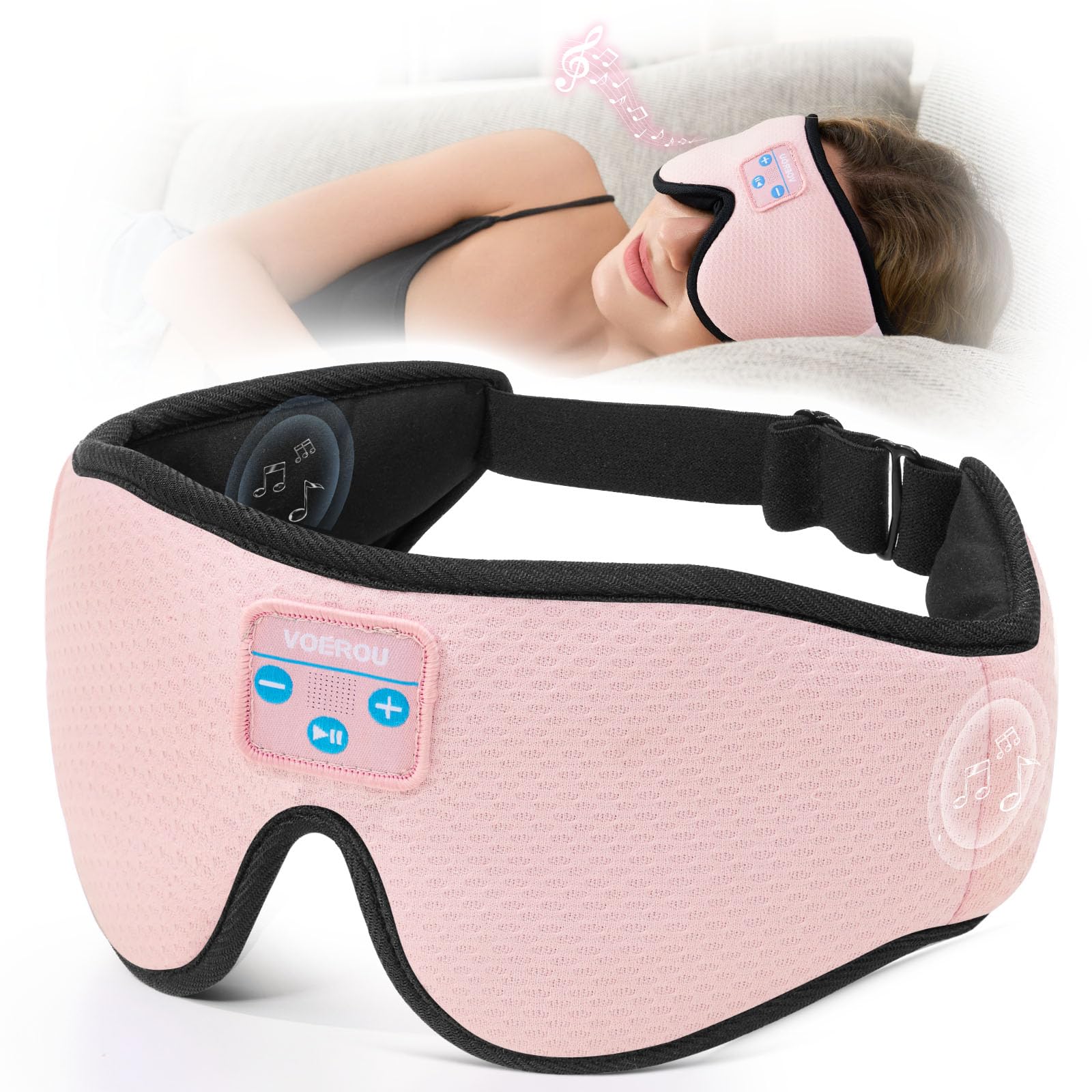Photo 1 of Voerou Sleep Headphones, 3D Wireless Bluetooth Eye Mask, Sleeping Headphones Earbuds for Side Sleepers with Ultra-Thin Stereo Speakers, Suitable for Sleep Office Nap Travel Meditation Cool Gadgets