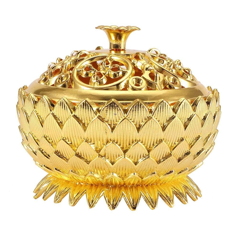 Incense Burner,Vintage Lotus Shape Alloy Incense Burner Censer Holder,Incense Stick Holder,2.8×2inch Smoke Cone Aroma Burner with Lids Ornaments Crafts for Yoga Meditation Room Home Decor