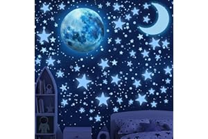 LUMOSX Glow in The Dark Stars - 1050pcs w/Moons + Ebook, Glow in The Dark Stickers of Stars, Star Decal Decoration for Kids R
