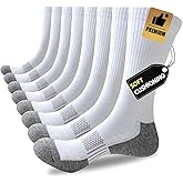 JOYNÉE 8 Pairs Mens Cushioned Crew Athletic Socks, Moisture Wicking Breathable Socks for Sport Running,Black,Sock Size:13-15