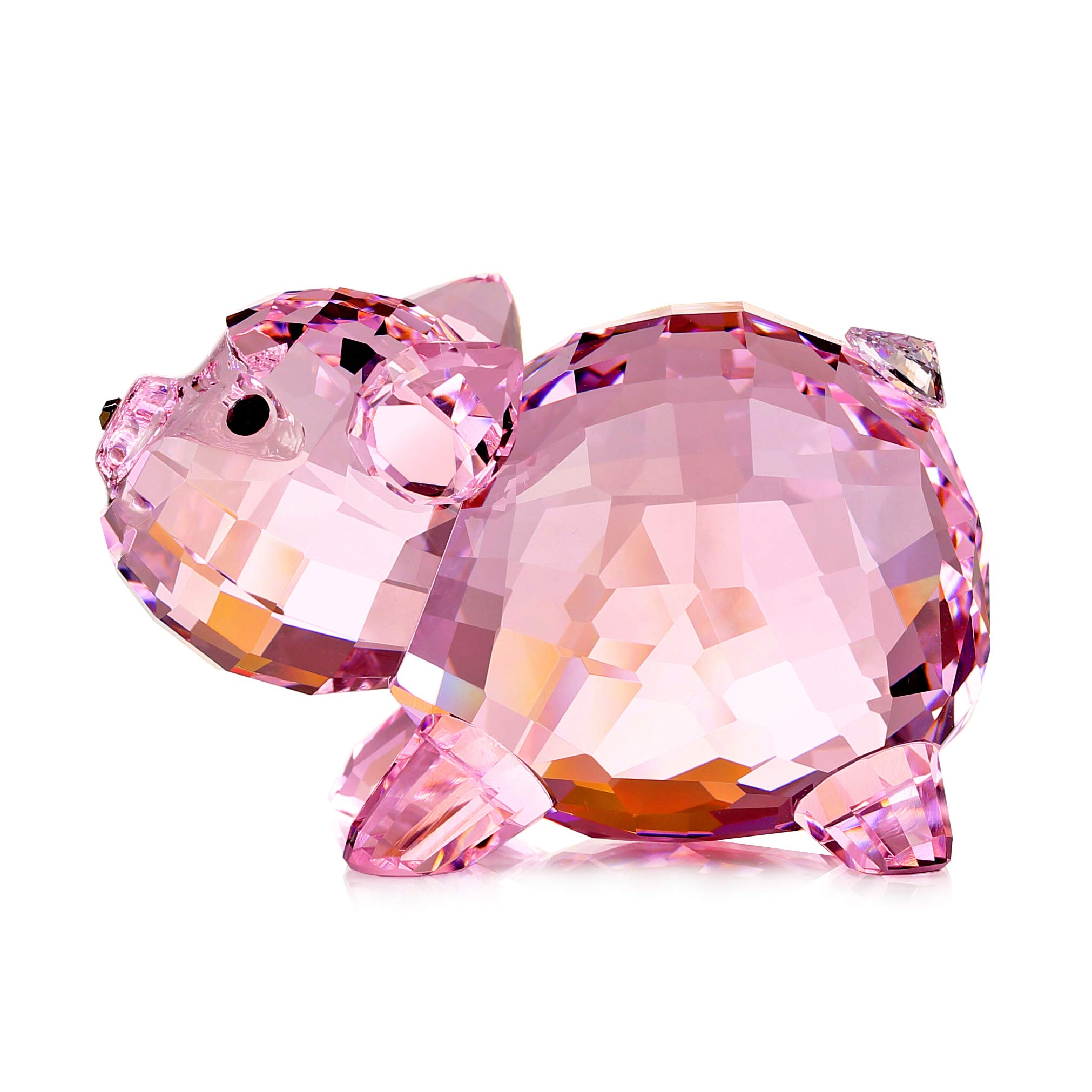 Crystal Pig Zodiac Animal Lovely Cute Piggy Craft Decorations for Home Ornaments Collectible Gifts (Pink)
